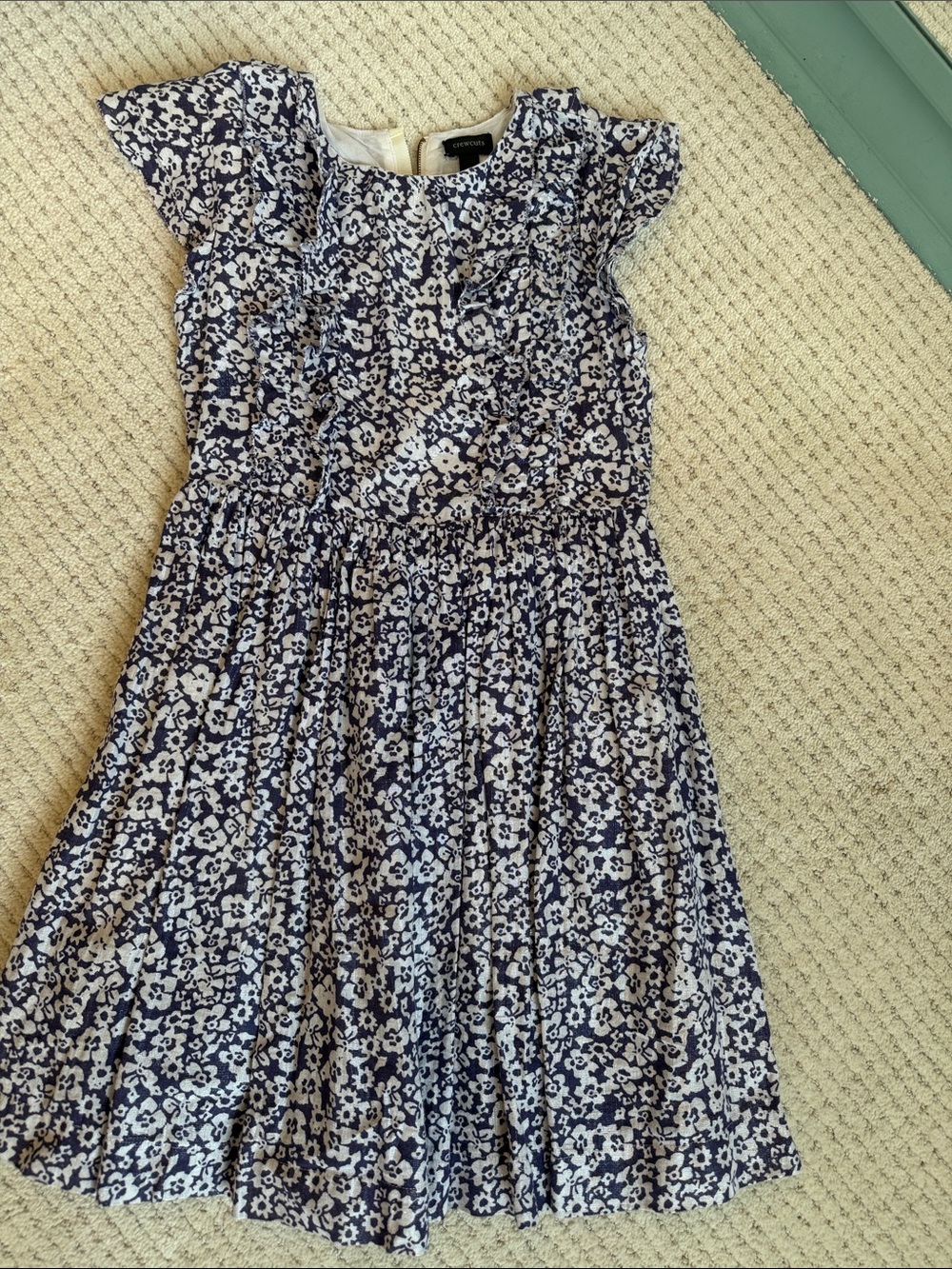 Crewcuts Navy and White Floral Flutter-Sleeve Dress